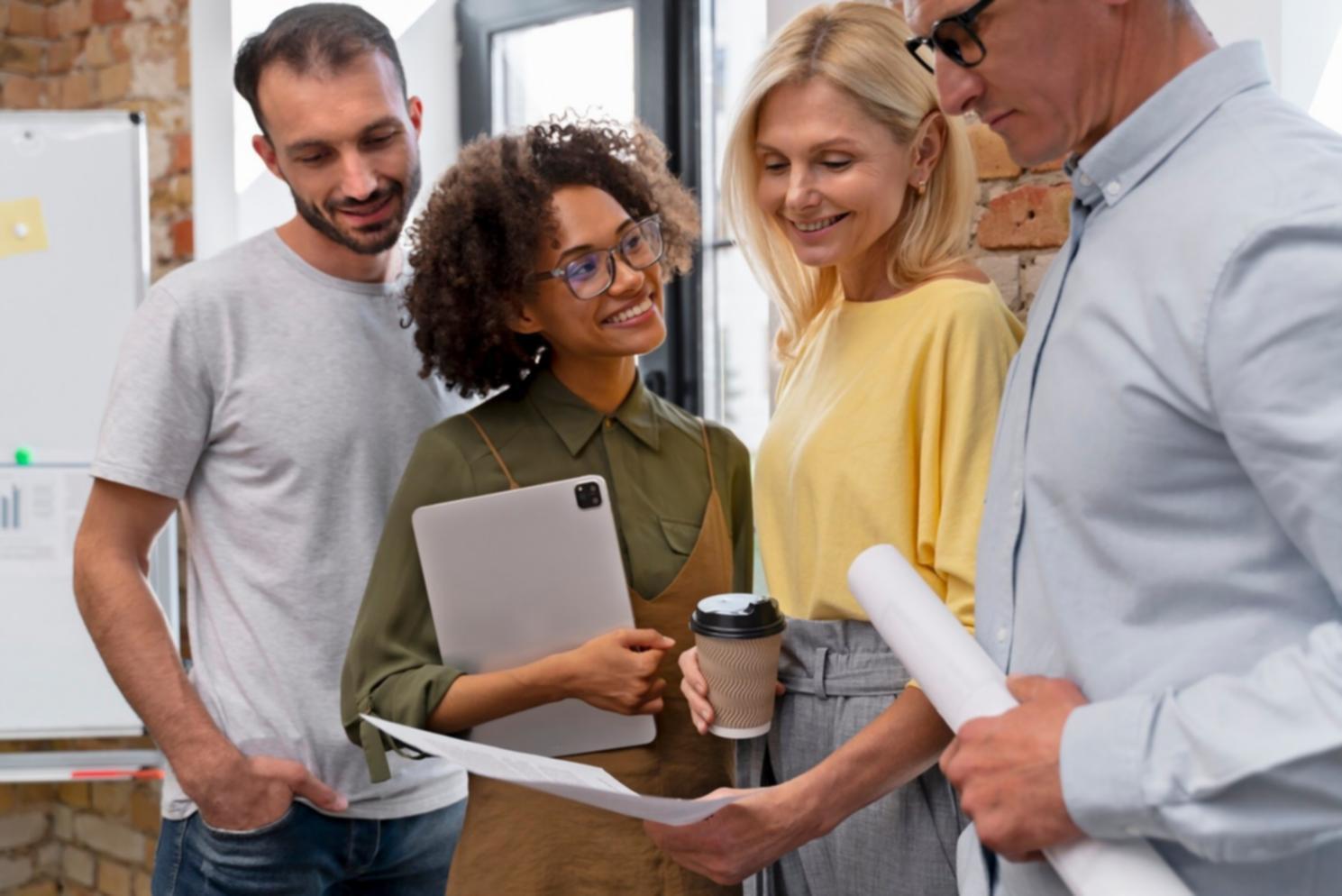 Professional financial analysis meeting with charts and documents